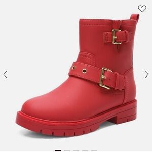 NIB DreamPairs Red Waterproof Girls Ankle Boots-Big Kid 6